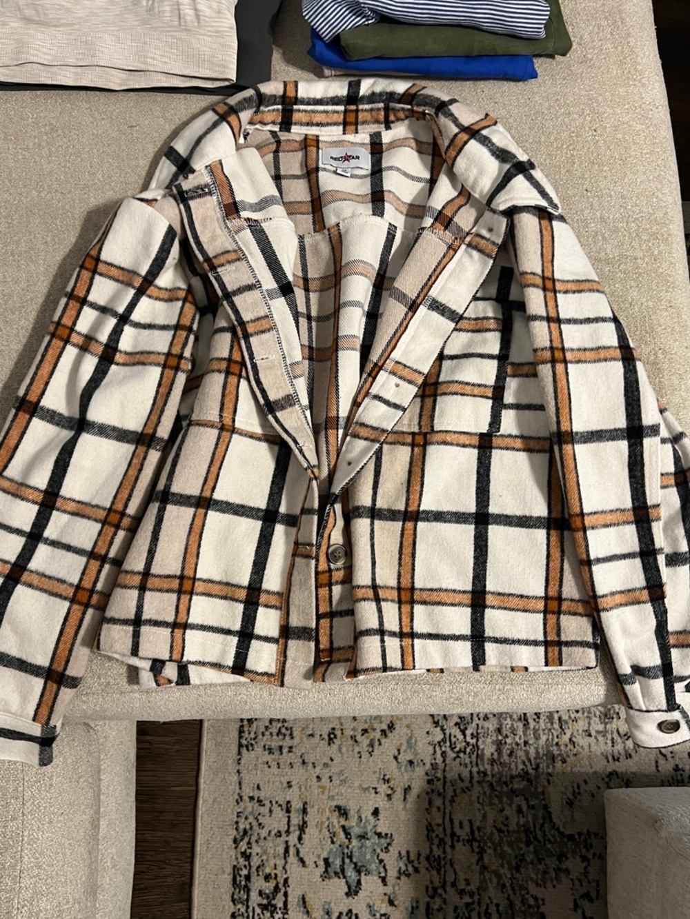 Plaid Wool-Blend Blazer Jacket - Cream & Tan
